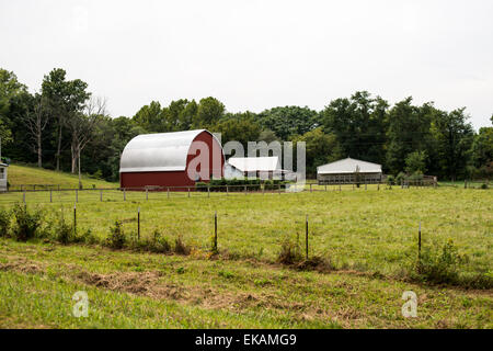 Rural USA Farm House and barn ` Stock Photo